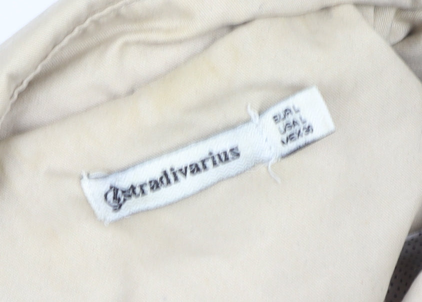 Stradivarius Women’s Beige Trench Coat L Belted Collared Mid-Length Classic