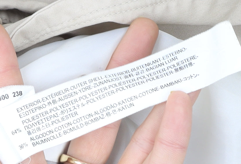 Stradivarius Women’s Beige Trench Coat L Belted Collared Mid-Length Classic