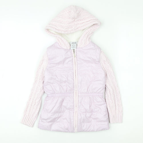 Miss Mouse Girls Pink Hooded Puffer Jacket 4-5 Years Lined Winter Coat