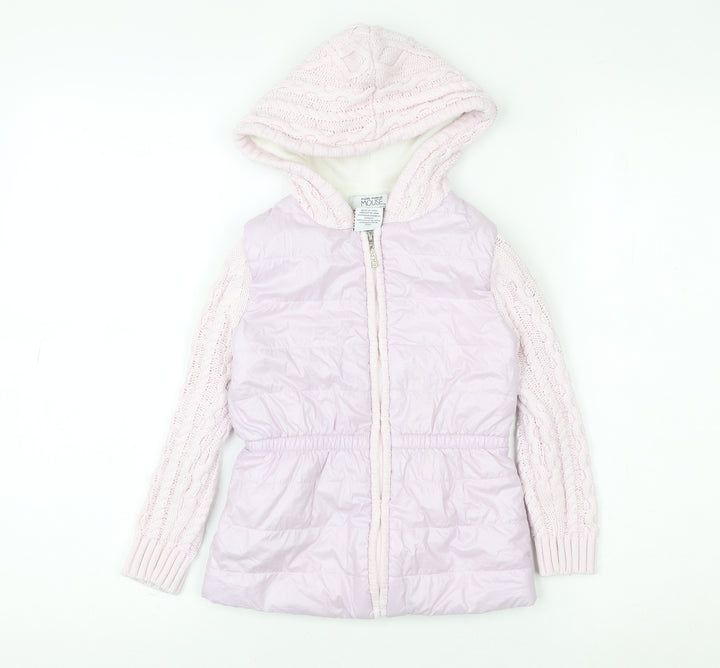 Miss Mouse Girls Pink Hooded Puffer Jacket 4-5 Years Lined Winter Coat