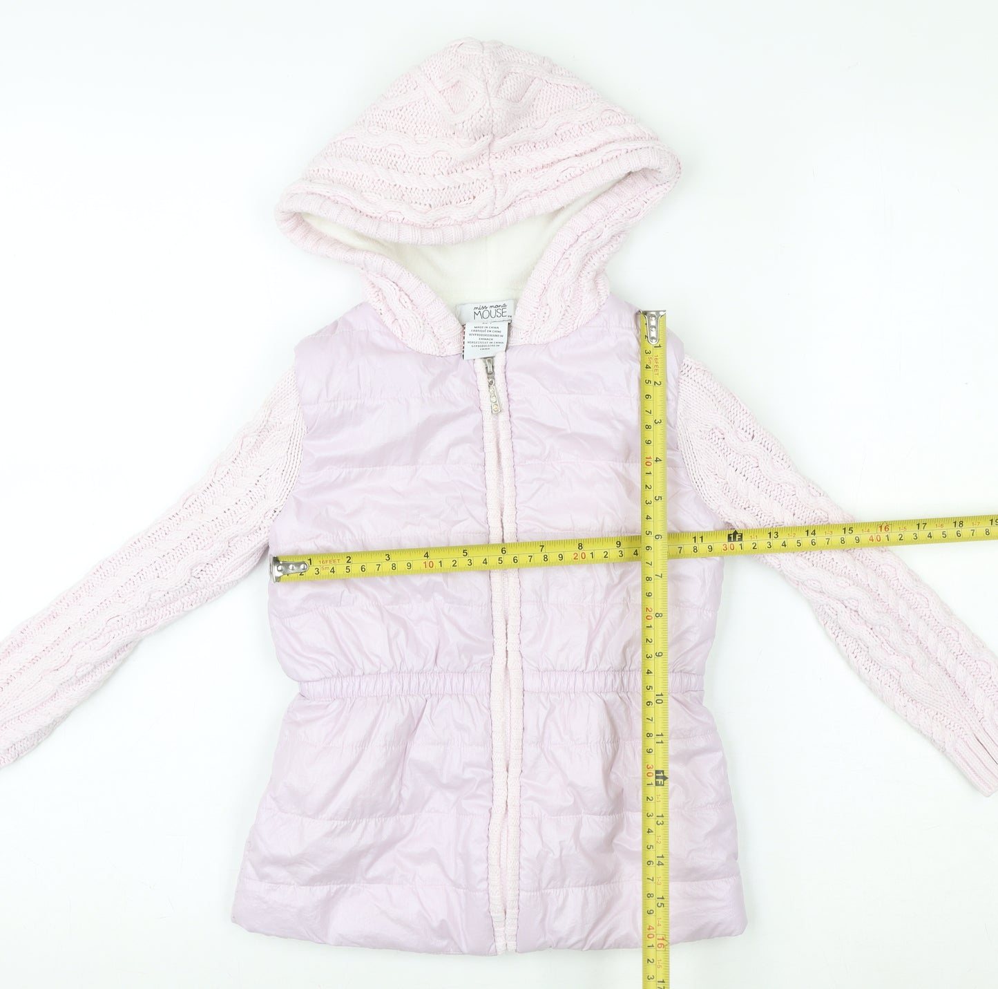 Miss Mouse Girls Pink Hooded Puffer Jacket 4-5 Years Lined Winter Coat