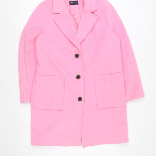 Marks and Spencer Women’s Pink Mid-Length Buttoned Overcoat Size 14