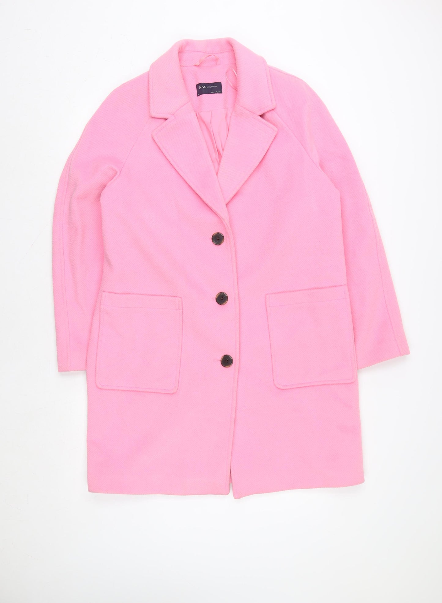Marks and Spencer Women’s Pink Mid-Length Buttoned Overcoat Size 14