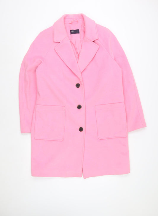 Marks and Spencer Women’s Pink Mid-Length Buttoned Overcoat Size 14