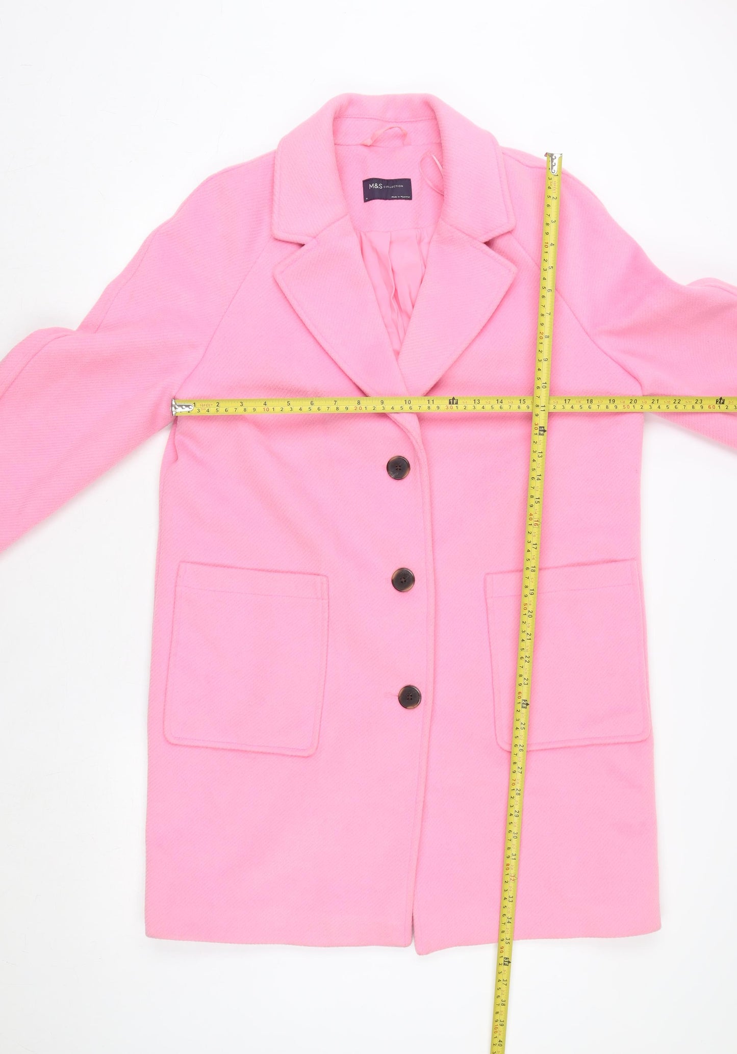 Marks and Spencer Women’s Pink Mid-Length Buttoned Overcoat Size 14