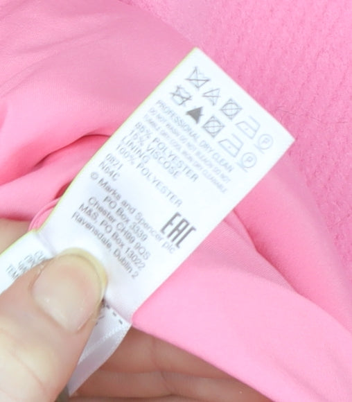 Marks and Spencer Women’s Pink Mid-Length Buttoned Overcoat Size 14