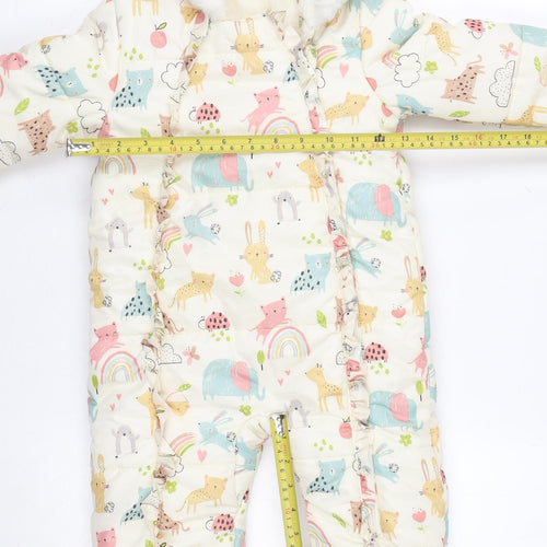 George Unisex Ivory Animal Print Padded Hooded Coverall 18-24 Months