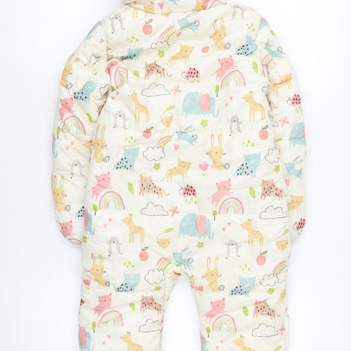 George Unisex Ivory Animal Print Padded Hooded Coverall 18-24 Months