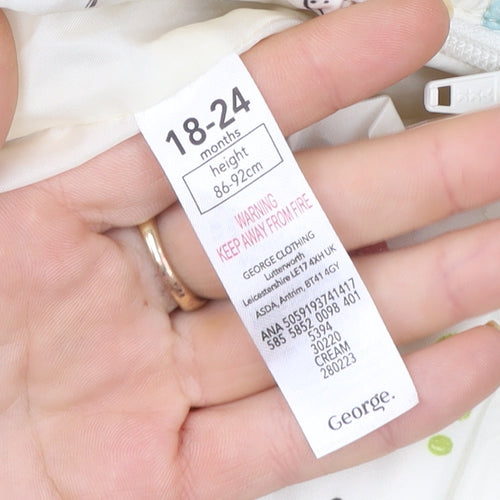 George Unisex Ivory Animal Print Padded Hooded Coverall 18-24 Months