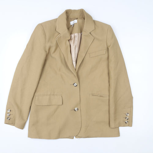 Topshop Women’s Beige Linen Blend Single-Breasted Blazer UK 6