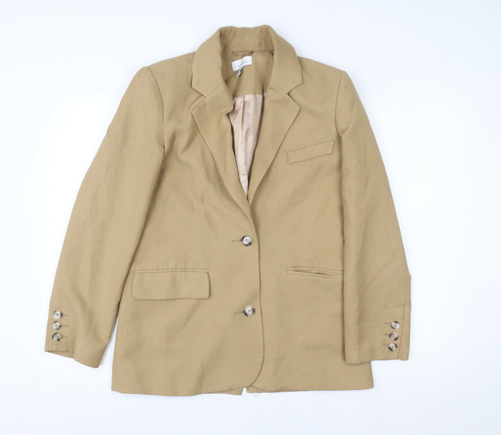 Topshop Women’s Beige Linen Blend Single-Breasted Blazer UK 6
