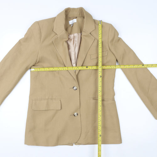 Topshop Women’s Beige Linen Blend Single-Breasted Blazer UK 6