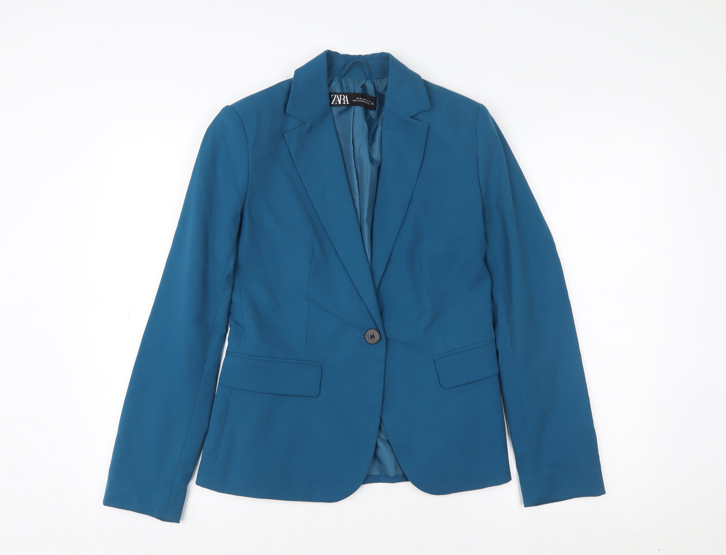 ZARA Women's Blue Tailored Single-Breasted Blazer Size 8