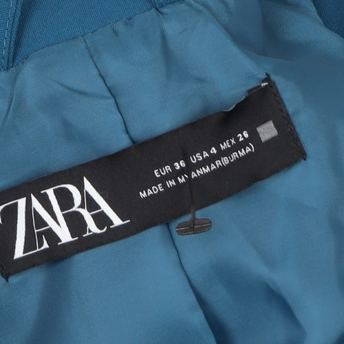 ZARA Women's Blue Tailored Single-Breasted Blazer Size 8