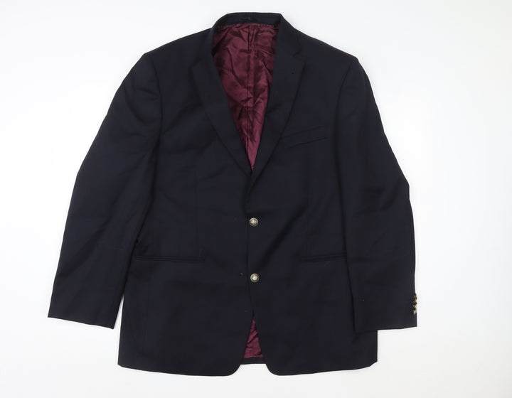 Hellewell Menswear Navy Wool Blazer Jacket Size 42 Regular