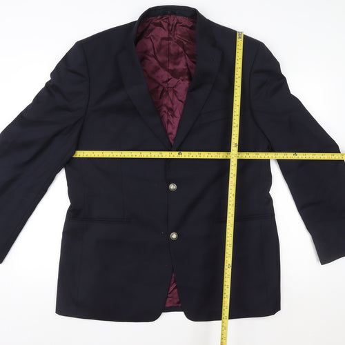 Hellewell Menswear Navy Wool Blazer Jacket Size 42 Regular