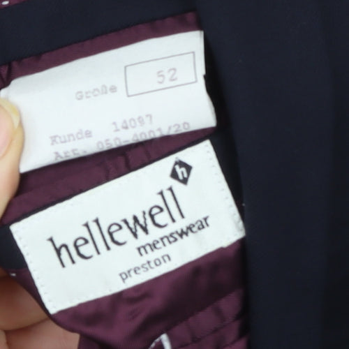 Hellewell Menswear Navy Wool Blazer Jacket Size 42 Regular