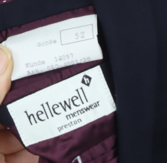Hellewell Menswear Navy Wool Blazer Jacket Size 42 Regular