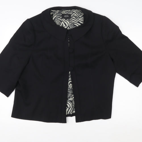 Marks and Spencer Per Una Speziale Black Wool Blend Cropped Jacket Size 20