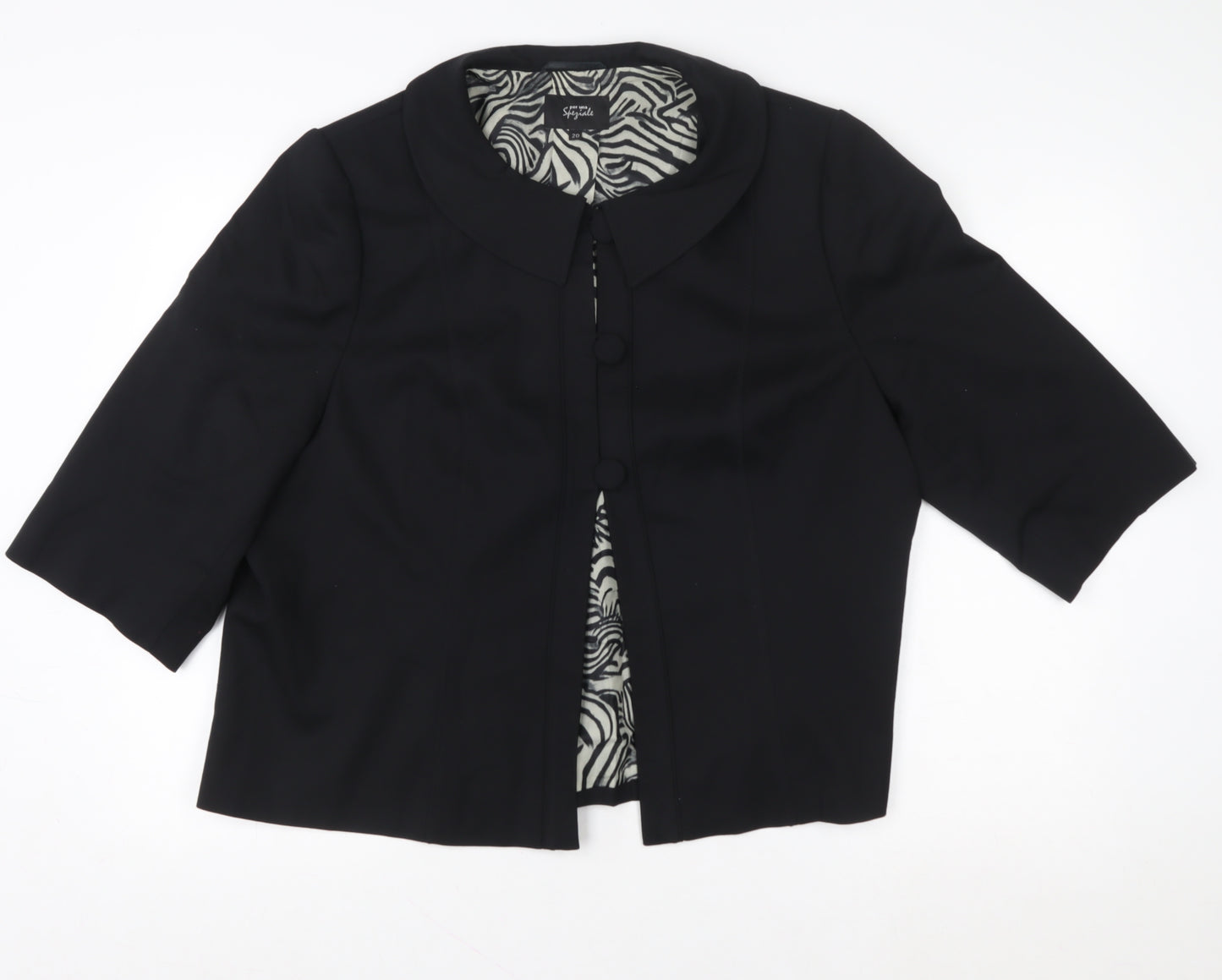 Marks and Spencer Per Una Speziale Black Wool Blend Cropped Jacket Size 20