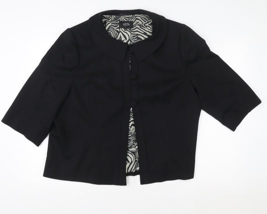 Marks and Spencer Per Una Speziale Black Wool Blend Cropped Jacket Size 20