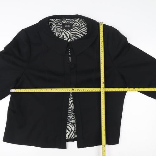 Marks and Spencer Per Una Speziale Black Wool Blend Cropped Jacket Size 20