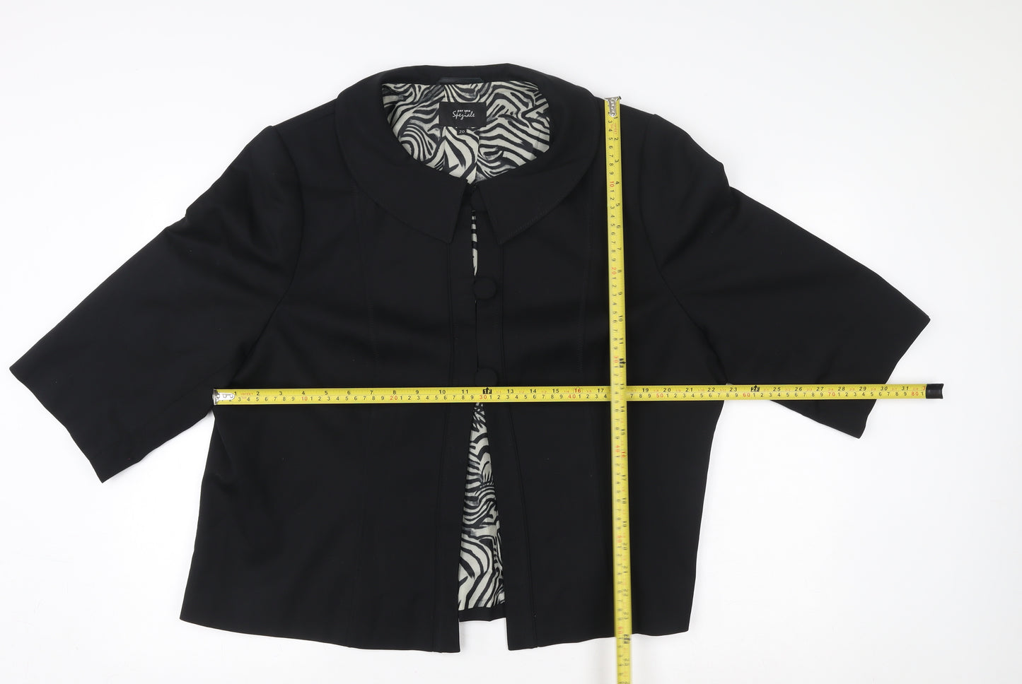 Marks and Spencer Per Una Speziale Black Wool Blend Cropped Jacket Size 20