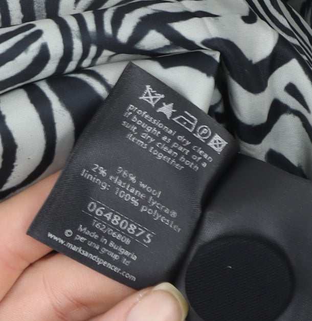 Marks and Spencer Per Una Speziale Black Wool Blend Cropped Jacket Size 20