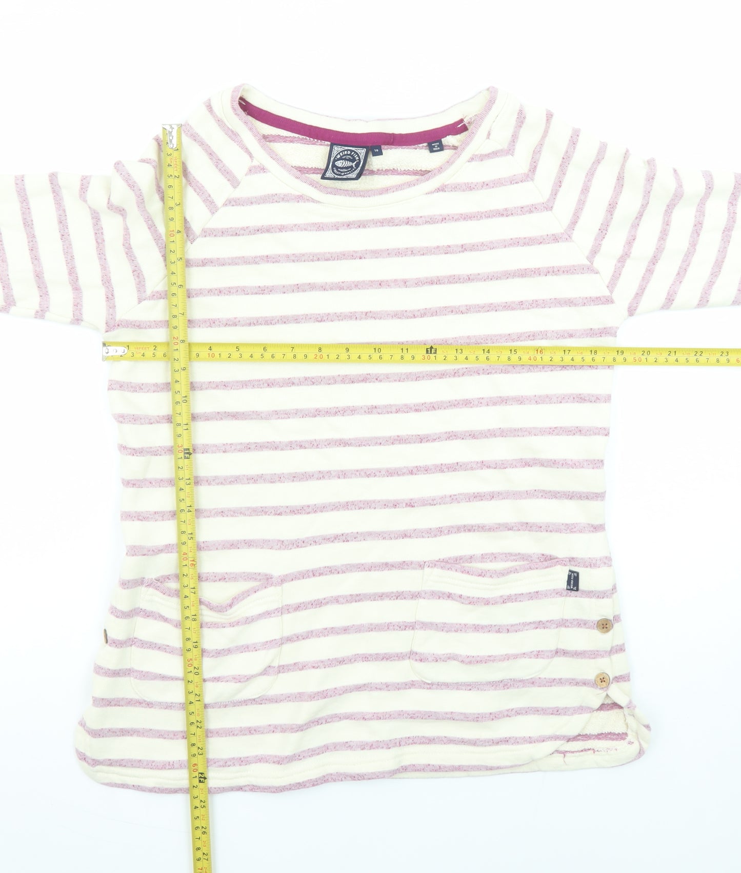 Weird Fish Women’s Pink Stripe Size 10 Tunic Sweatshirt