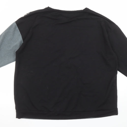 Yours Women Black Grey Sequin Pullover Sweatshirt UK 22-24