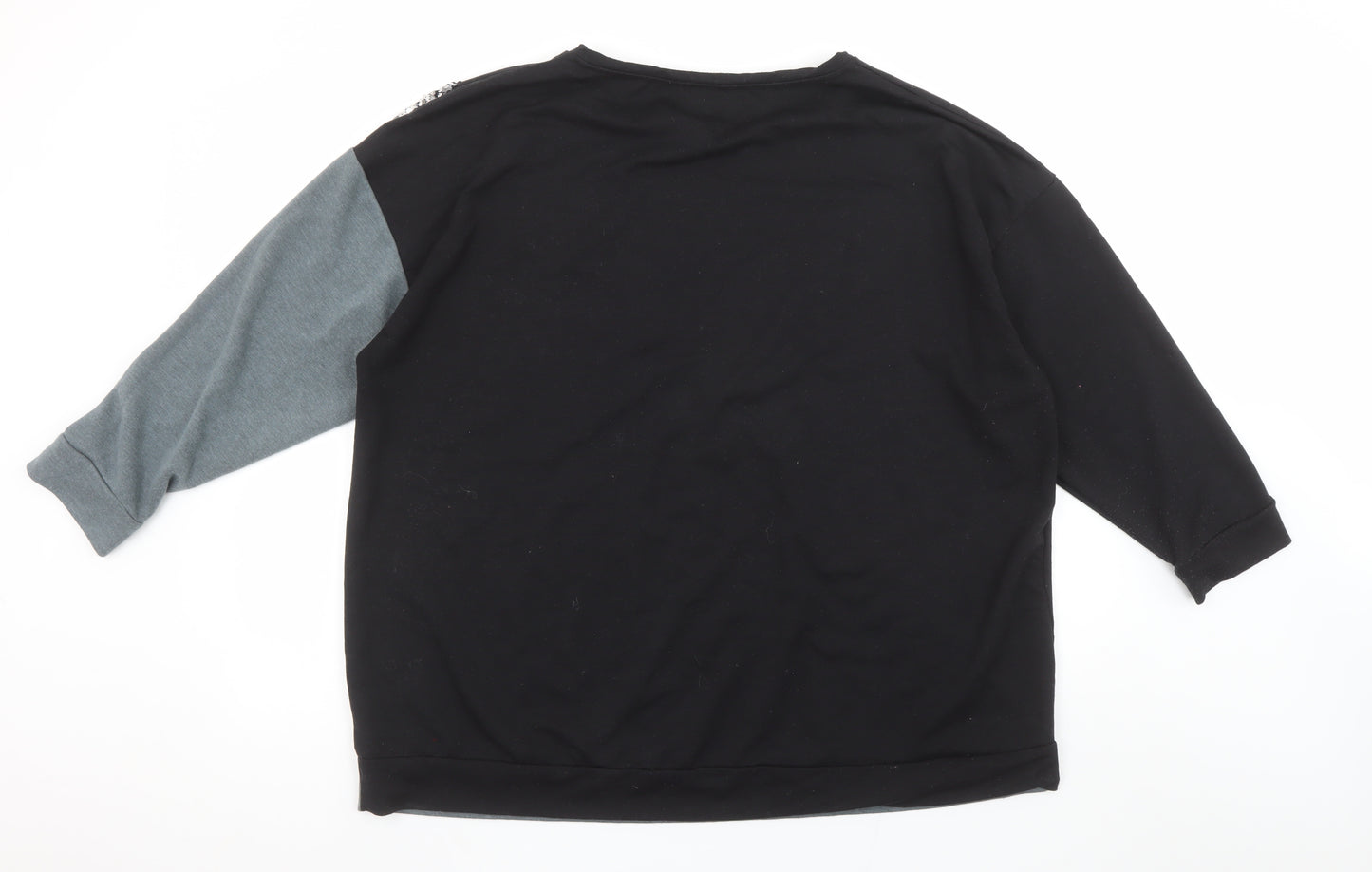 Yours Women Black Grey Sequin Pullover Sweatshirt UK 22-24