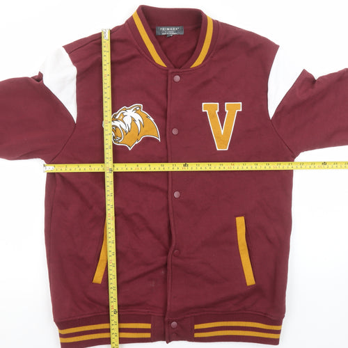 Primark Men's Burgundy Varsity Sweatshirt XL Snap Front College Style