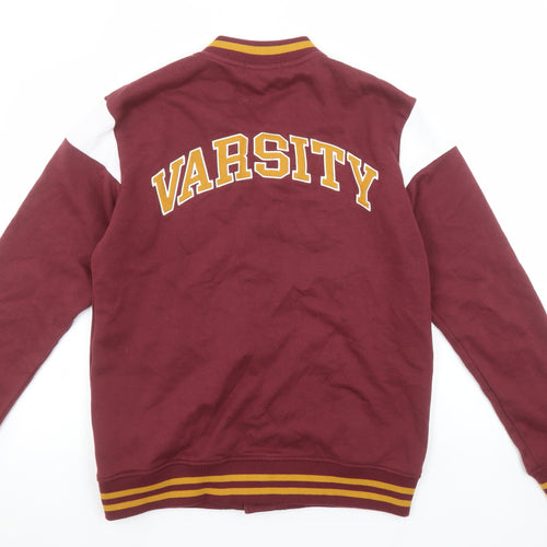 Primark Men's Burgundy Varsity Sweatshirt XL Snap Front College Style