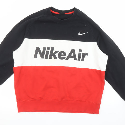 Nike Air Womens Black Red Colourblock Sweatshirt Size L Pullover