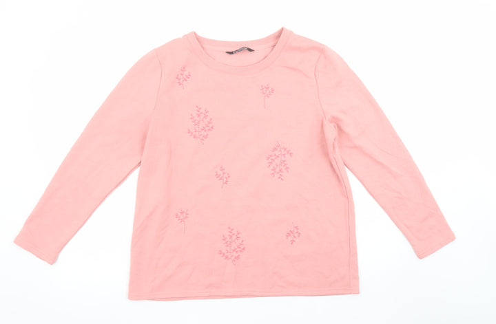 Bonmarché Womens Pink Embroidered Pullover Sweatshirt Size 14