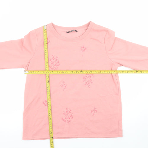 Bonmarché Womens Pink Embroidered Pullover Sweatshirt Size 14