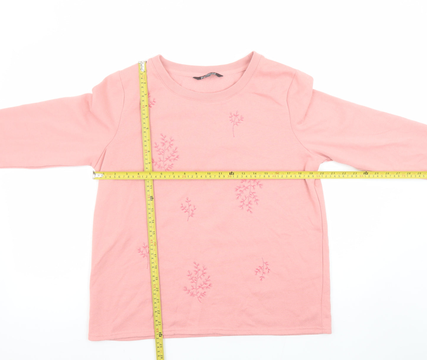 Bonmarché Womens Pink Embroidered Pullover Sweatshirt Size 14