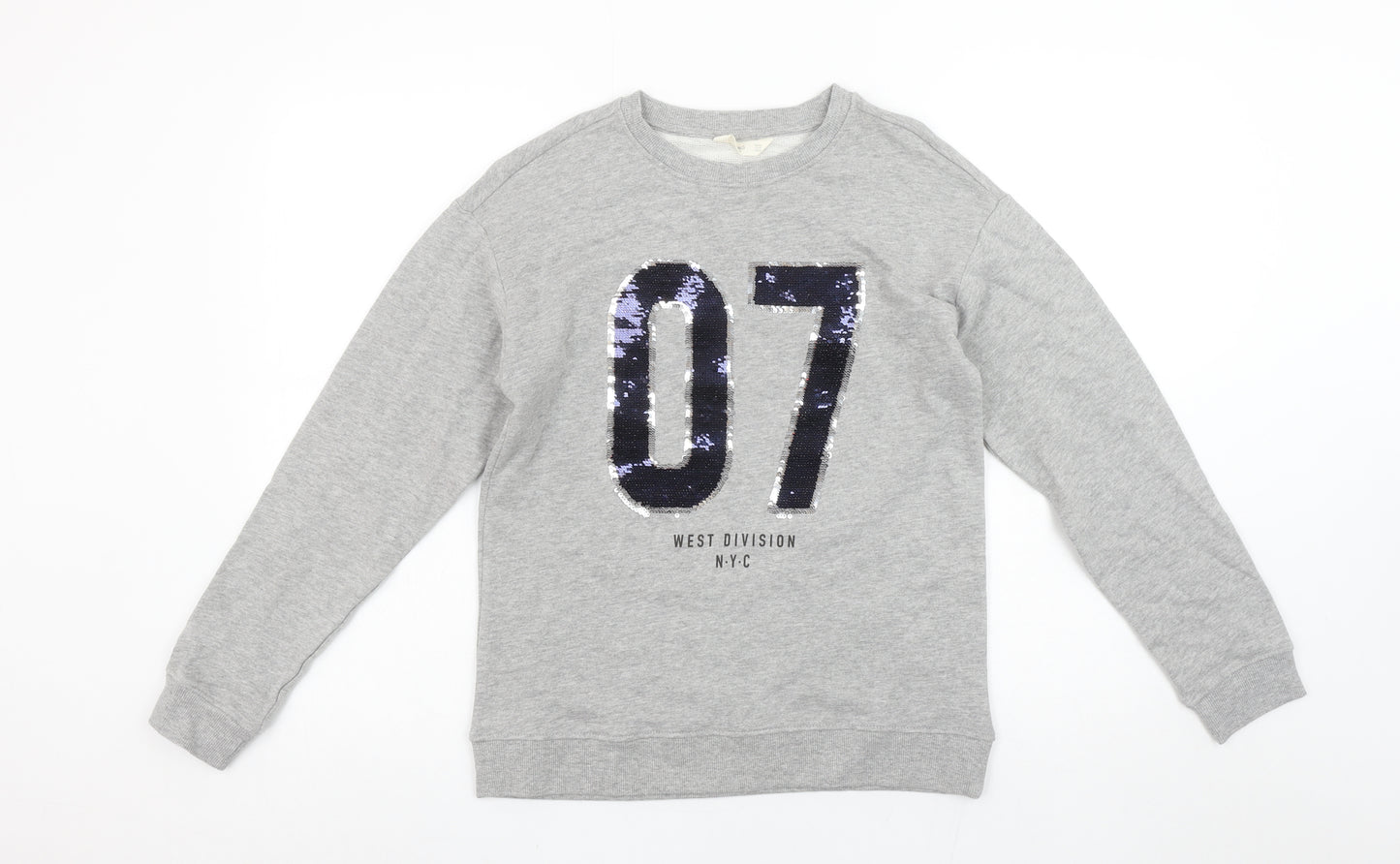 MNG Kids Girls Grey Sequin 07 Sweatshirt 11-12 Years Crew Neck Pullover