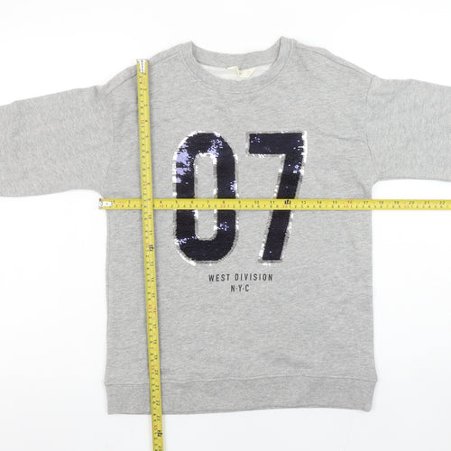 MNG Kids Girls Grey Sequin 07 Sweatshirt 11-12 Years Crew Neck Pullover