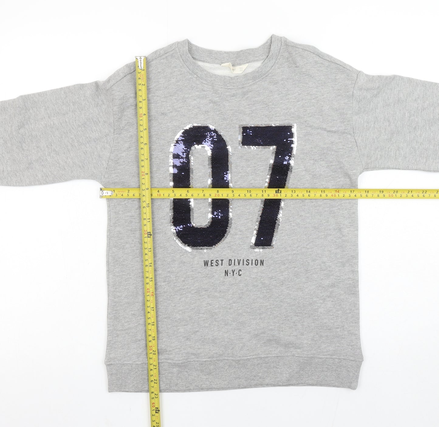 MNG Kids Girls Grey Sequin 07 Sweatshirt 11-12 Years Crew Neck Pullover