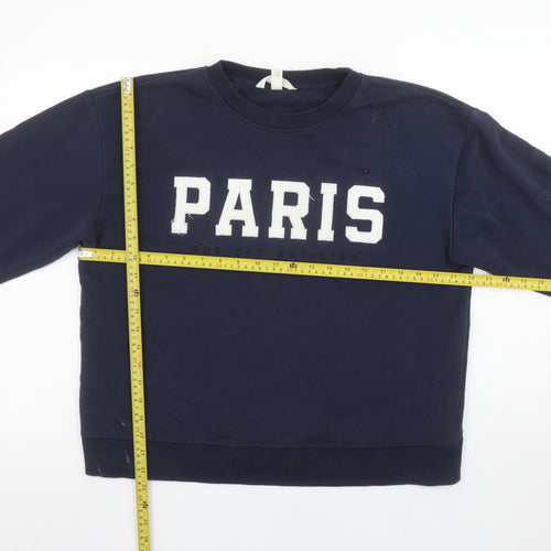 H&M Women's Navy Blue Paris Slogan Pullover Sweatshirt Size M