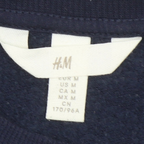 H&M Women's Navy Blue Paris Slogan Pullover Sweatshirt Size M