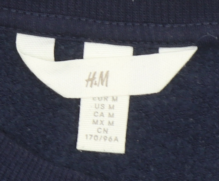 H&M Women's Navy Blue Paris Slogan Pullover Sweatshirt Size M