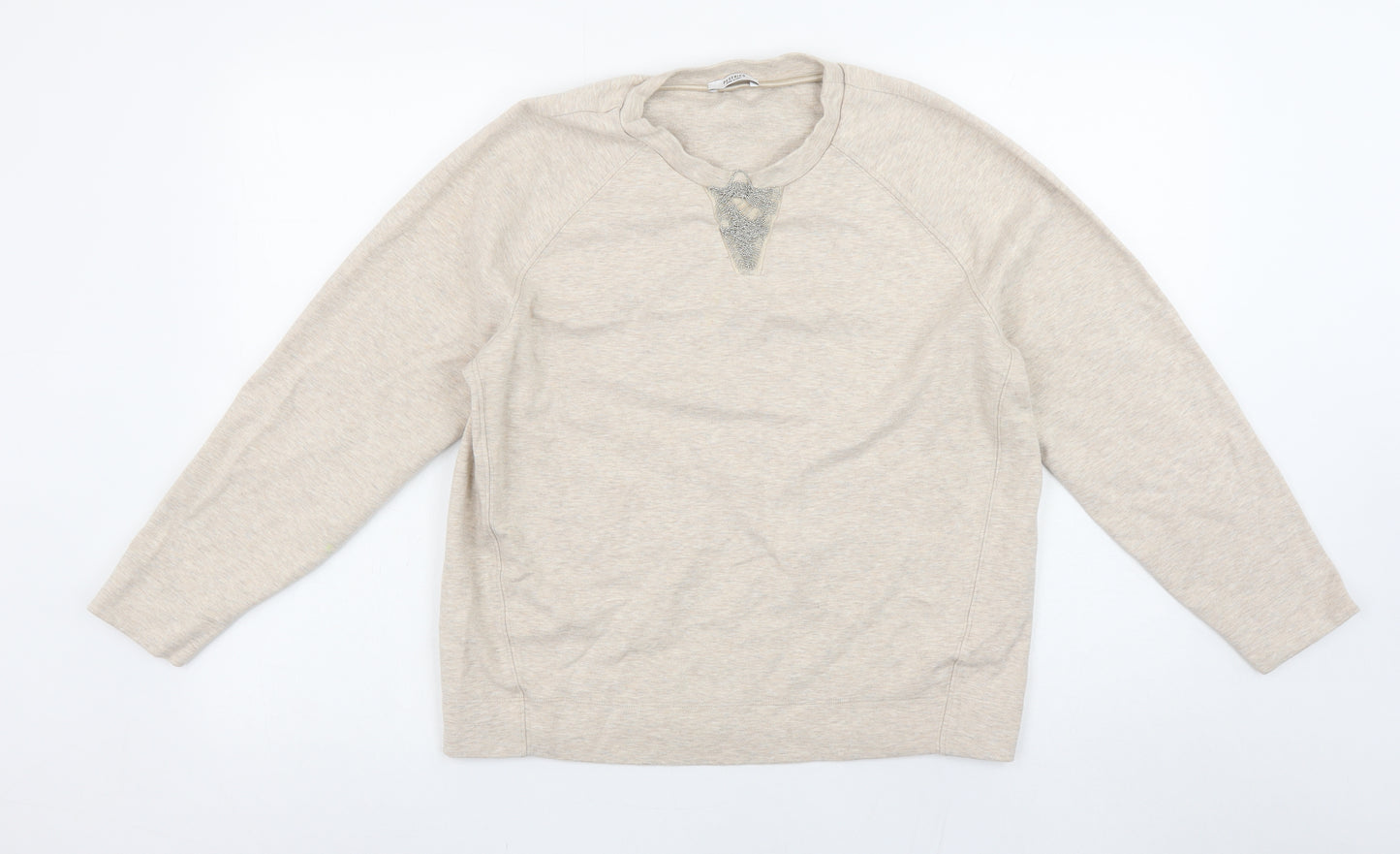 Peserico Women Beige Cotton Blend Pullover Sweatshirt Size 12