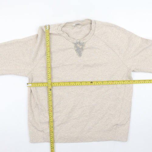 Peserico Women Beige Cotton Blend Pullover Sweatshirt Size 12