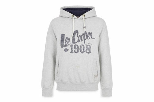 Front view of Lee Cooper Women's Grey Pullover Hoodie, size S, Cotton Polyester