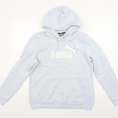 Puma Women Light Blue Pullover Hoodie Medium Hooded Sweatshirt Casual
