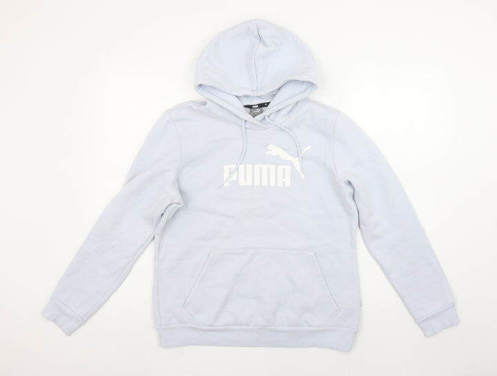 Puma Women Light Blue Pullover Hoodie Medium Hooded Sweatshirt Casual