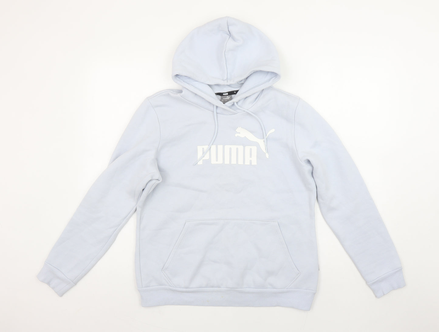 Puma Women Light Blue Pullover Hoodie Medium Hooded Sweatshirt Casual