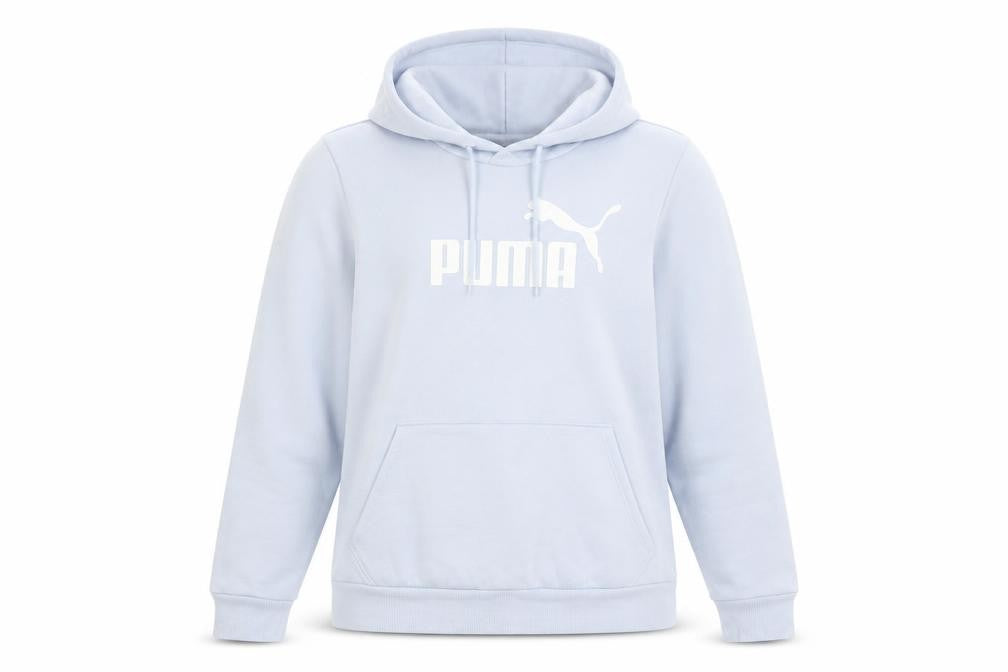 Front view of Puma Women Light Blue Pullover Hoodie Medium Hooded Sweatshirt Casual